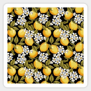 Lemons Pattern On Black Sticker